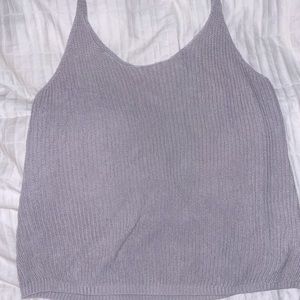 Blue grey knit tank top